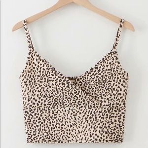 cheetah leopard print wrap surplice cami tank top